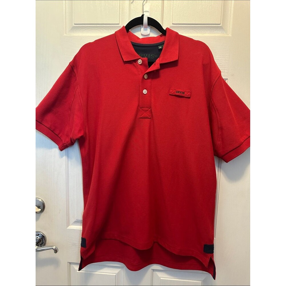 Orvis Men's Vibrant Red 100% Cotton Polo Shirt Size Medium